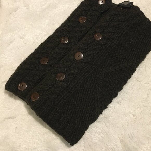 NWT Chunky Knit Brown Wool Button Up Legwarmers - Picture 12 of 12